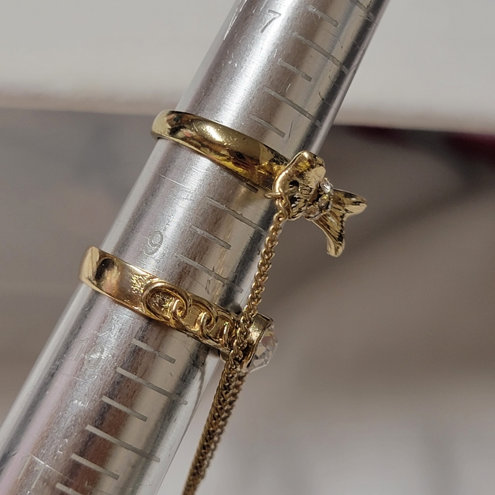 Double Ring Chain Bow and Rhinestone - Picture 11 of 11